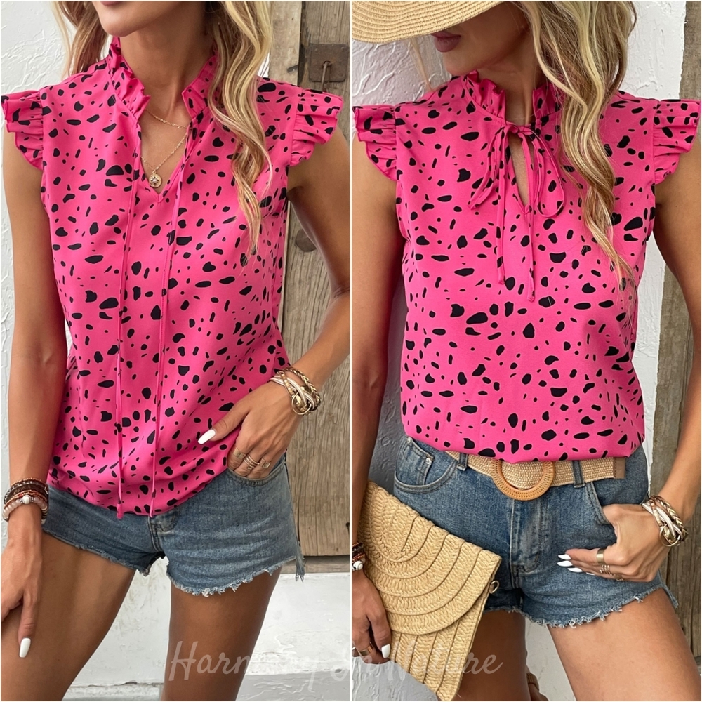 Ruffled Rose Satin Top